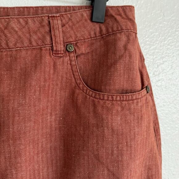 Woolrich Skirt Women's 10 Copper Stretch Pockets Mid Thigh Herringbone Pattern - Picture 5 of 10